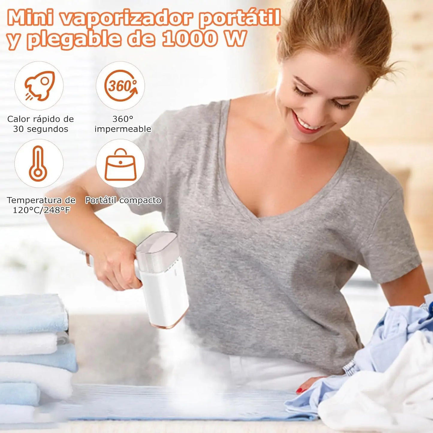 PORCHEDDU Mini New Home portable smart clothes vaporizer folding steam iron \ nelectric plate, white.