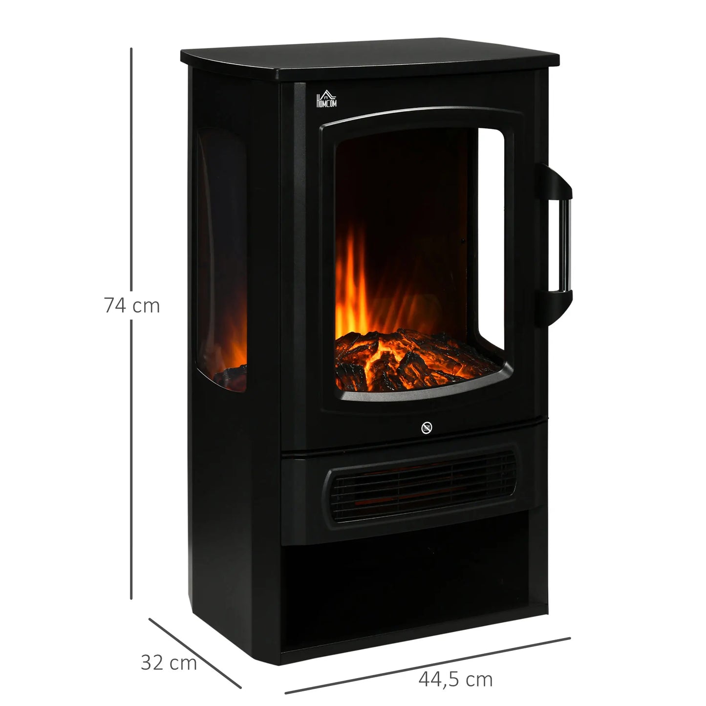 HOMCOM black color 2 heat settings lifelike flame LED Standing electric fireplace