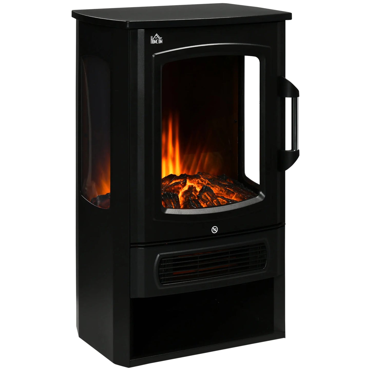 HOMCOM black color 2 heat settings lifelike flame LED Standing electric fireplace