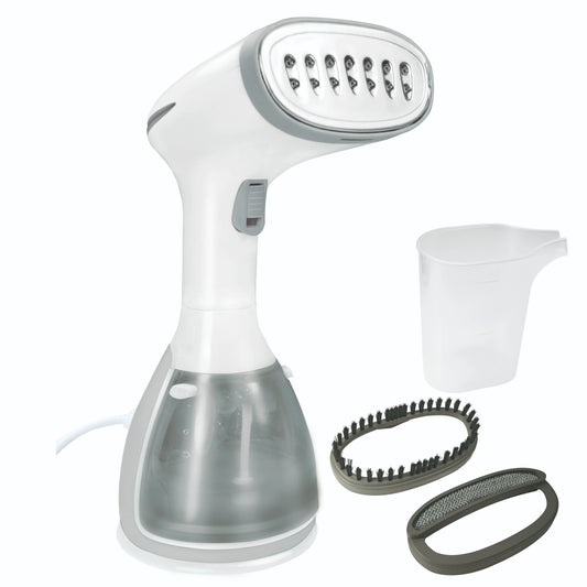Jocca vertical steam iron with ergonomic handle to remove wrinkles, disinfect and deodorize clothes. 1500w of power, anti-drip system, heats in 45 seconds, 280ml capacity, weighs only 1kg and comes with accessories