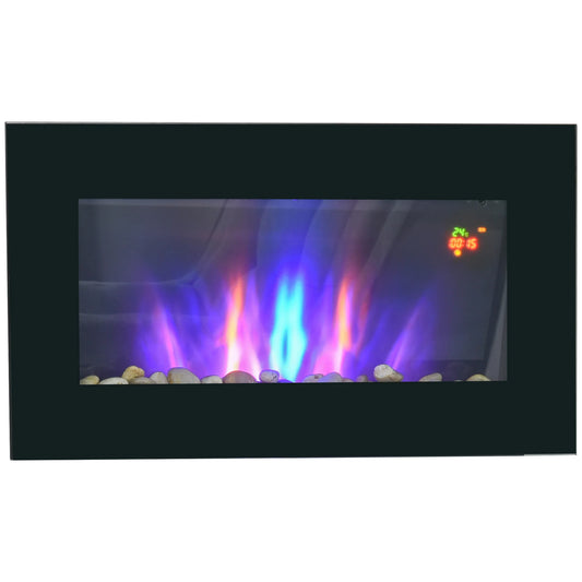 HOMCOM LED flame effect electric fireplace, 1000 wall fireplace/2000 W wall mounted