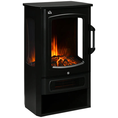 HOMCOM black color 2 heat settings lifelike flame LED Standing electric fireplace