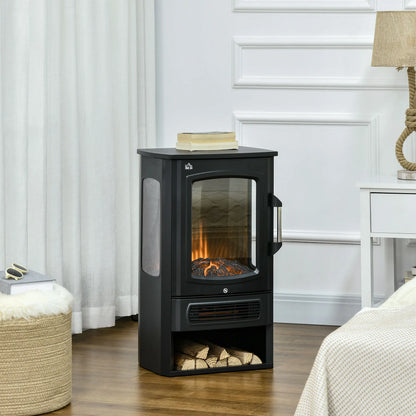 HOMCOM black color 2 heat settings lifelike flame LED Standing electric fireplace
